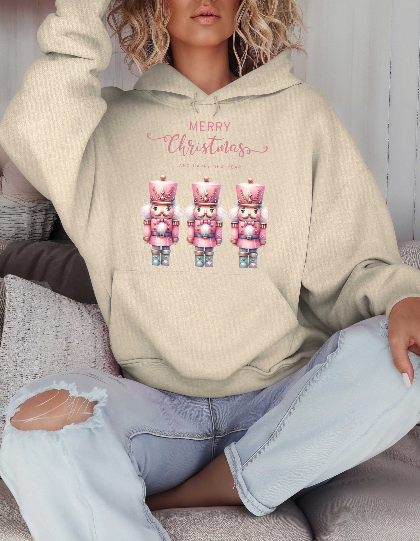 Pink Nutcracker Christmas Hoodie-Perfect for Ballet Lovers Holiday Sweatshirt for Mom White Elephant Gift