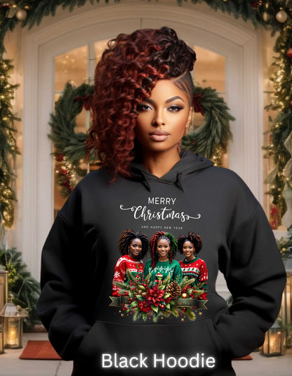 Chic Afro-American Women with Locs Christmas Sweatshirt & Hoodie