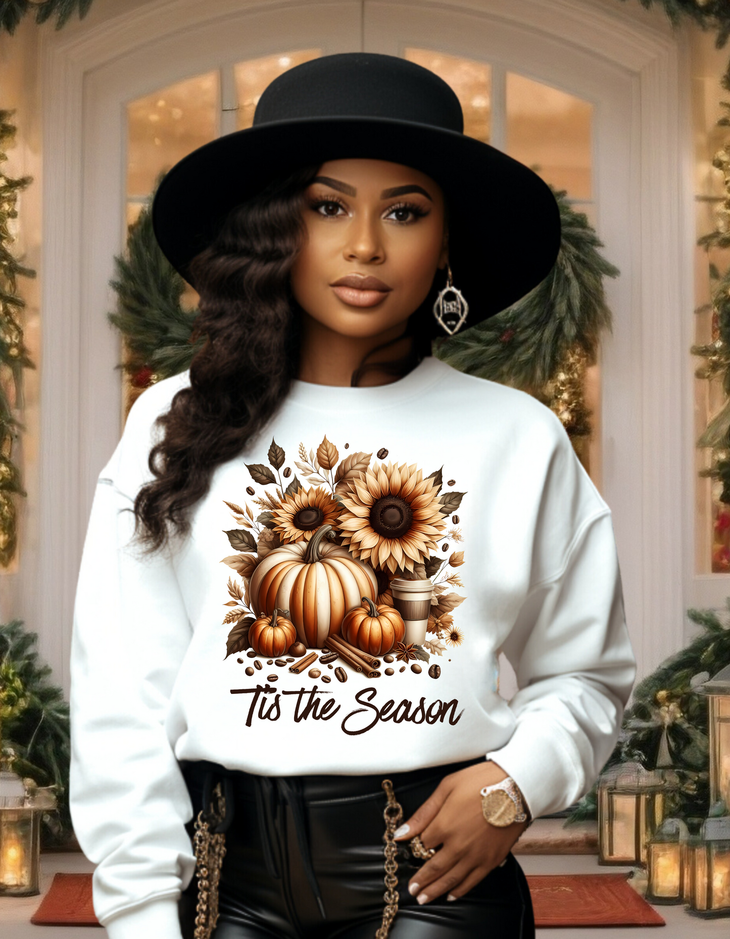Tis the Season Hoodie-Perfect Thanksgiving Sweatshirt for Mom Fall Vibes Sweater with Pumpkin and Floral Design
