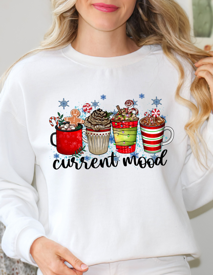 Current Mood Christmas Sweatshirt for Coffee Lovers Cozy Hoodie-Perfect Gift Idea for Mom Holiday Party Sweater